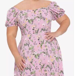 Disney Tangled Pascal Floral Print Dress Off-Shoulder Fit & Flare Comfy Size XL
